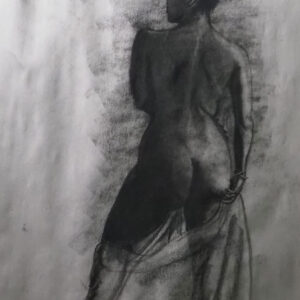 Sketch of standing nude with drapery