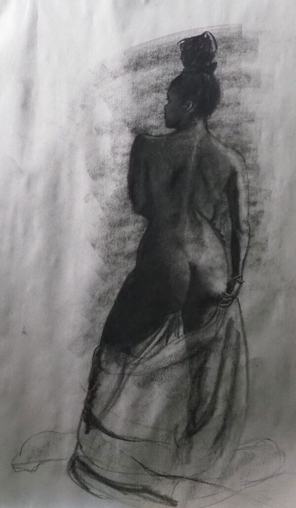 Sketch of standing nude with drapery